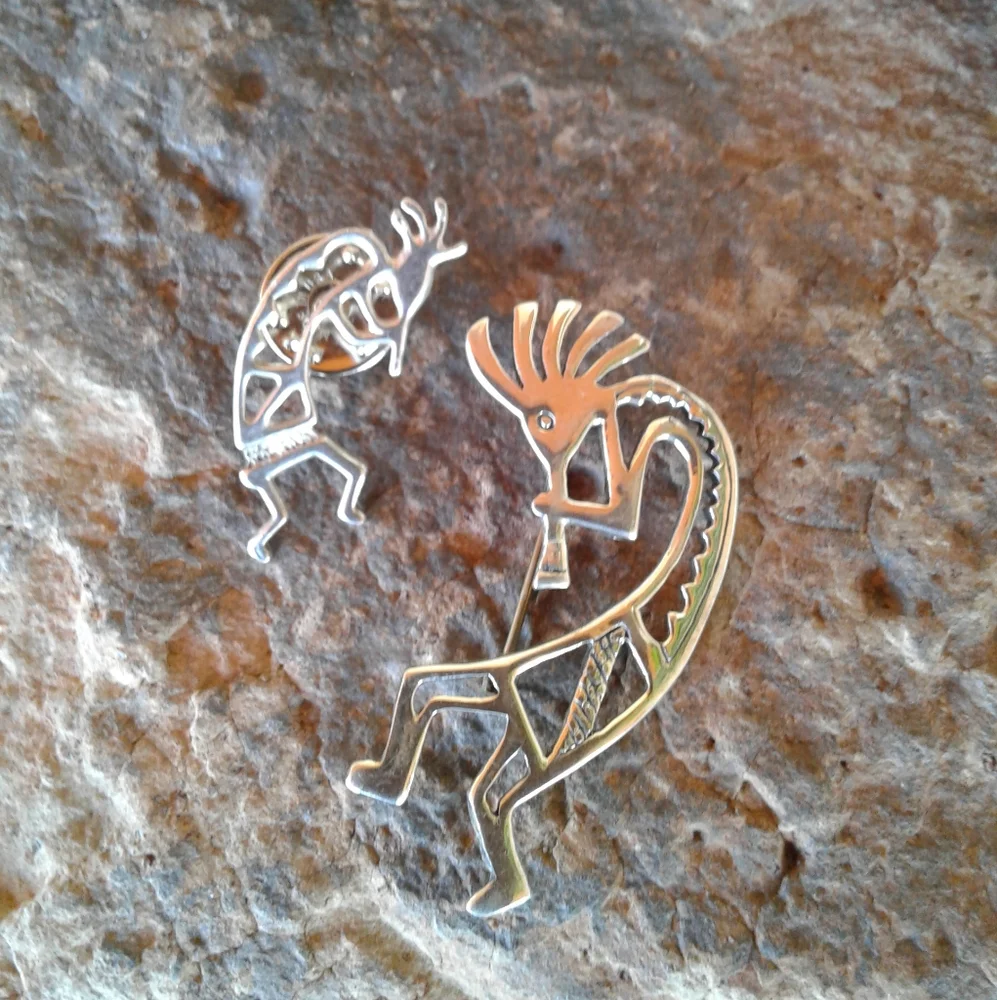Sterling Silver Kokopelli Set of 2 Pins - Picture 3 of 8